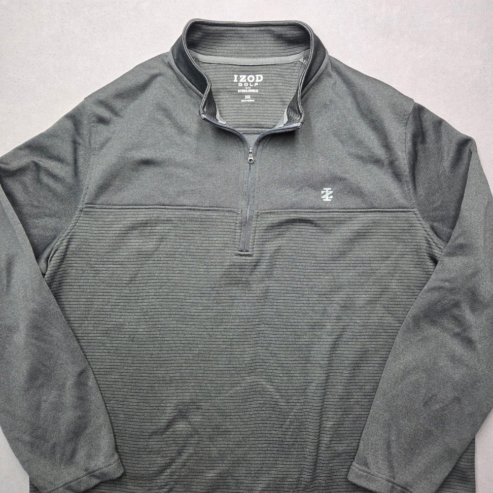 IZOD Golf Hydra Shield Mens XXL 1/4 Zip Pullover Gray Ribbed Performance Sweater